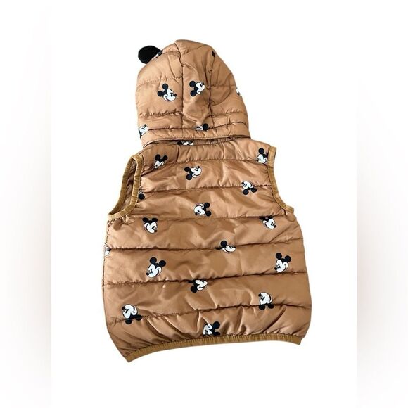 Disney Kids Tan Puffer Vest with Mickey Mouse Design - Picture 3 of 5